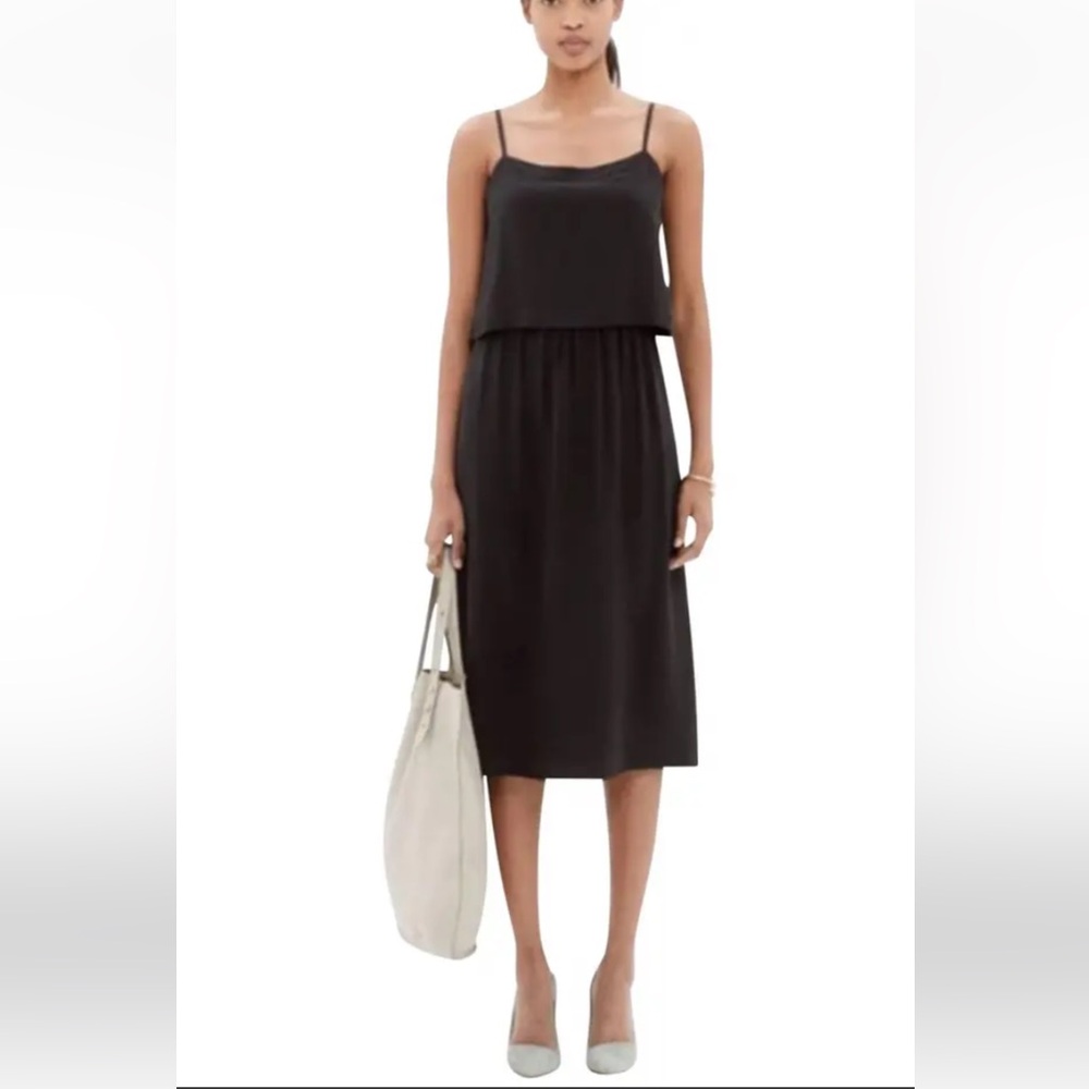 Madewell Black Sheath Midi Dress Spaghetti Strap